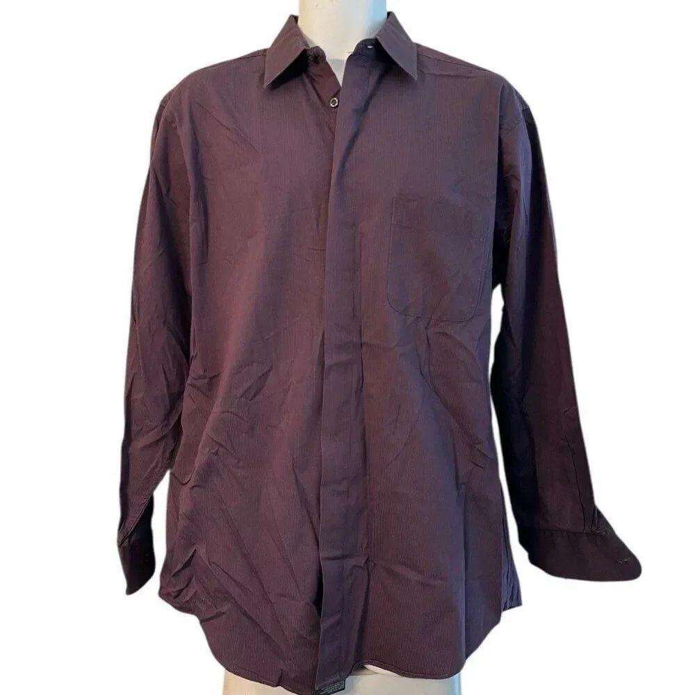 Alfani Mens 16 1/2 Large 34-35 Purple Ribbed Dress Shirt New 100 Cotton Egypt